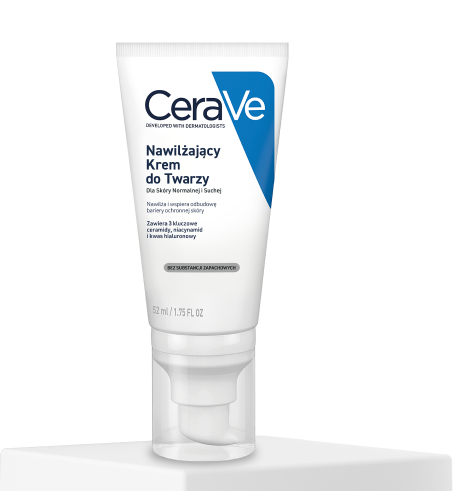 Produkt Krem do twarzy CeraVe stojący na podeście