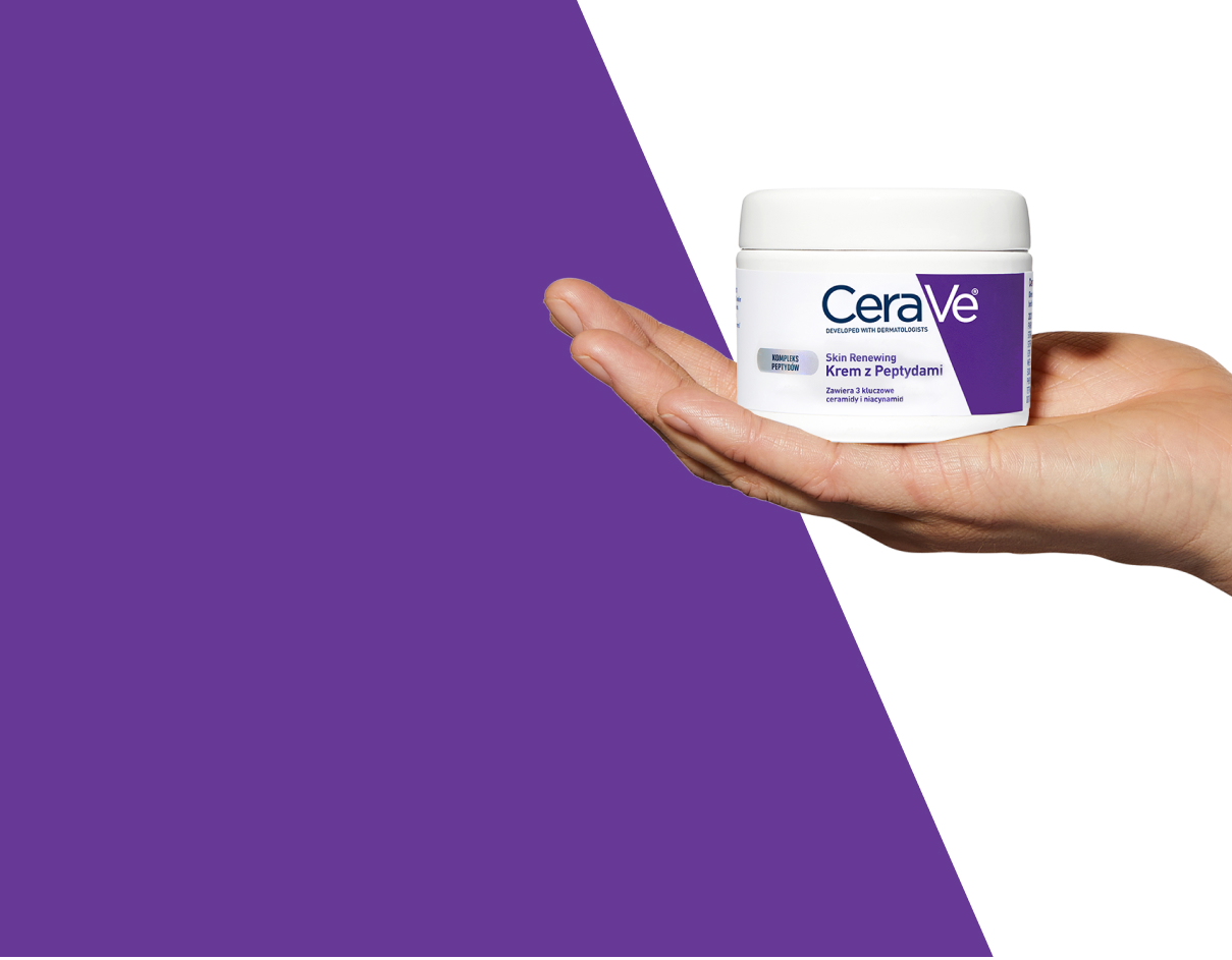 Produkt CeraVe Skin Renewing Krem z Peptydami z grafiką dłoni